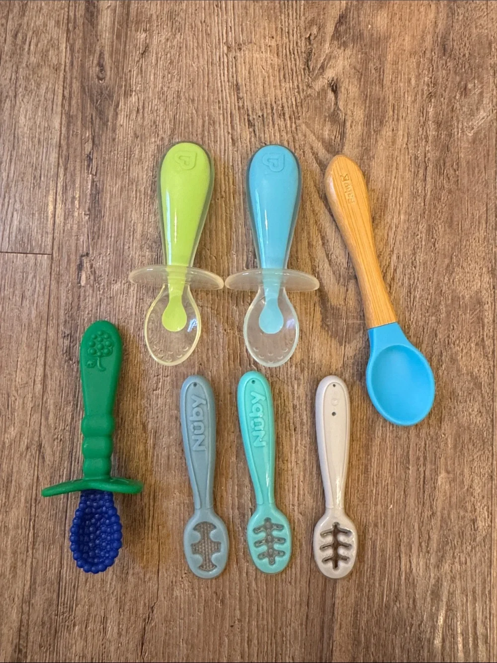Baby Feeding & Teething Spoon Set - Yellow, Blue, Green